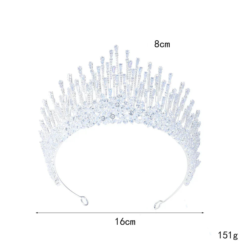Big Large Zirconia Tiara Crown Birthday Gift Diadem Brides Party Dinner Dress Headband Wedding Accessories Bridal Hair Jewelry