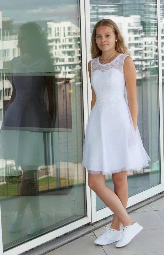 Sexy white homecoming dress with lace (ZD12592) - VelvetHem