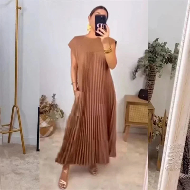 Ofelia Statement Pleated Maxi Dress Chic Silhouette Collection