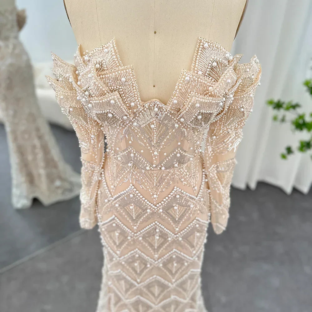 Mermaid Off - Shoulder Nude Evening Dresses for Women