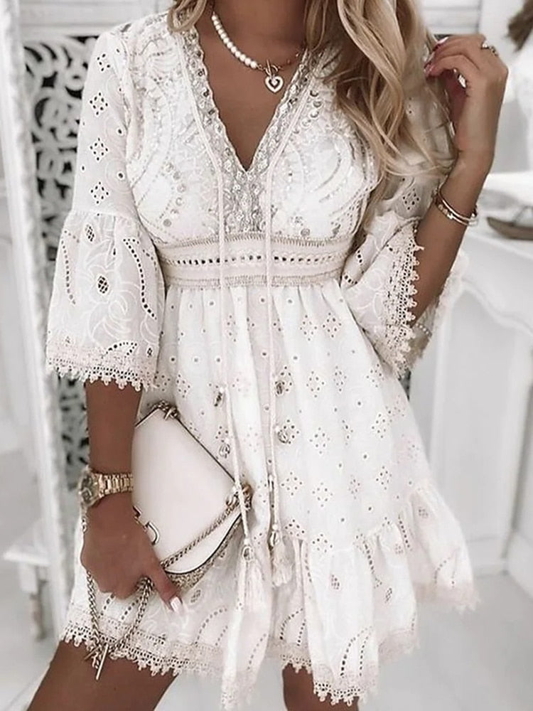 Erika Boutique Bohemian Style Mini Dress Chic Silhouette Collection