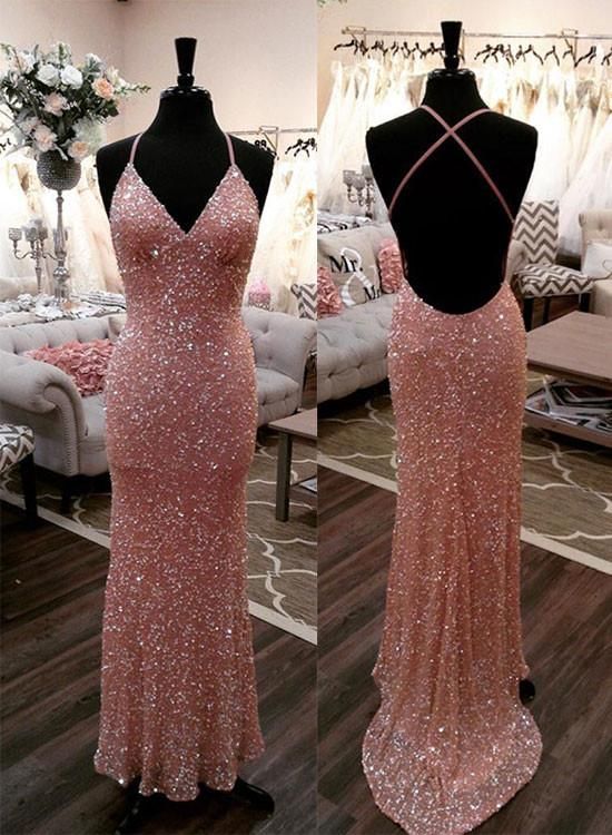 Mermaid Sequins Long Prom Dress Evening Dress S6843 - VelvetHem