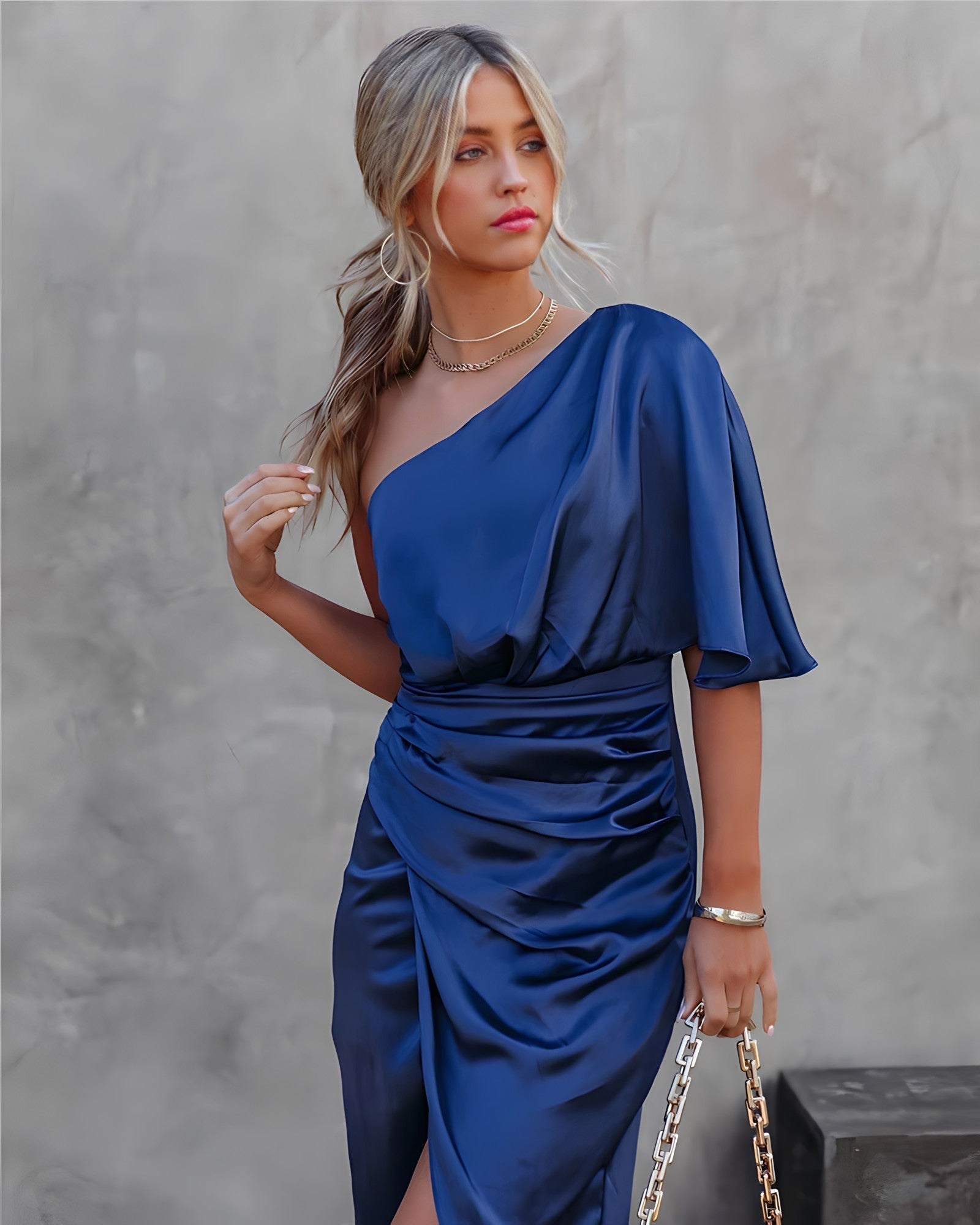 Camila Aesthetic Cocktail Dress with One Shoulder Statement Occasion Edit