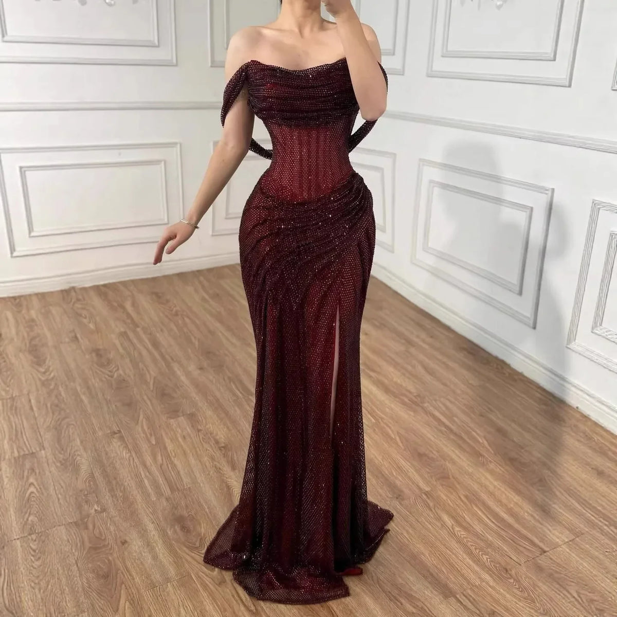 Zapdress 2026 Silver Off Shoulder Mermaid Sparkle Evening Dress Elegant Wedding Party Gowns for Women Customized (ZD17182)