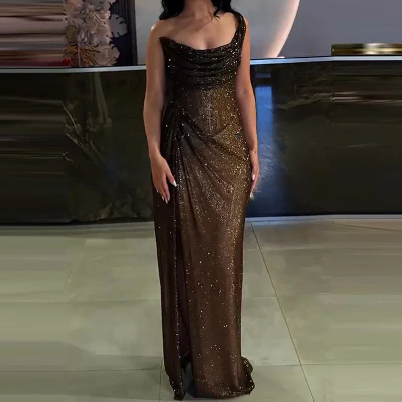 Sequin Off Shoulder Sleeveless Cocktail Party Outfit