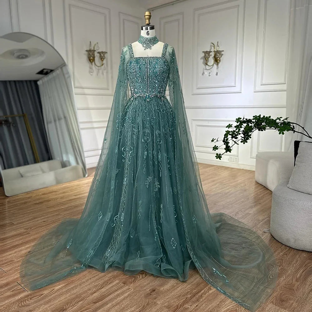 Zapdress Customized 2025 Wine Red A Line Cape Sleeves Luxury Beaded Evening Dresses Formal Party Gowns for Women (ZD17218)