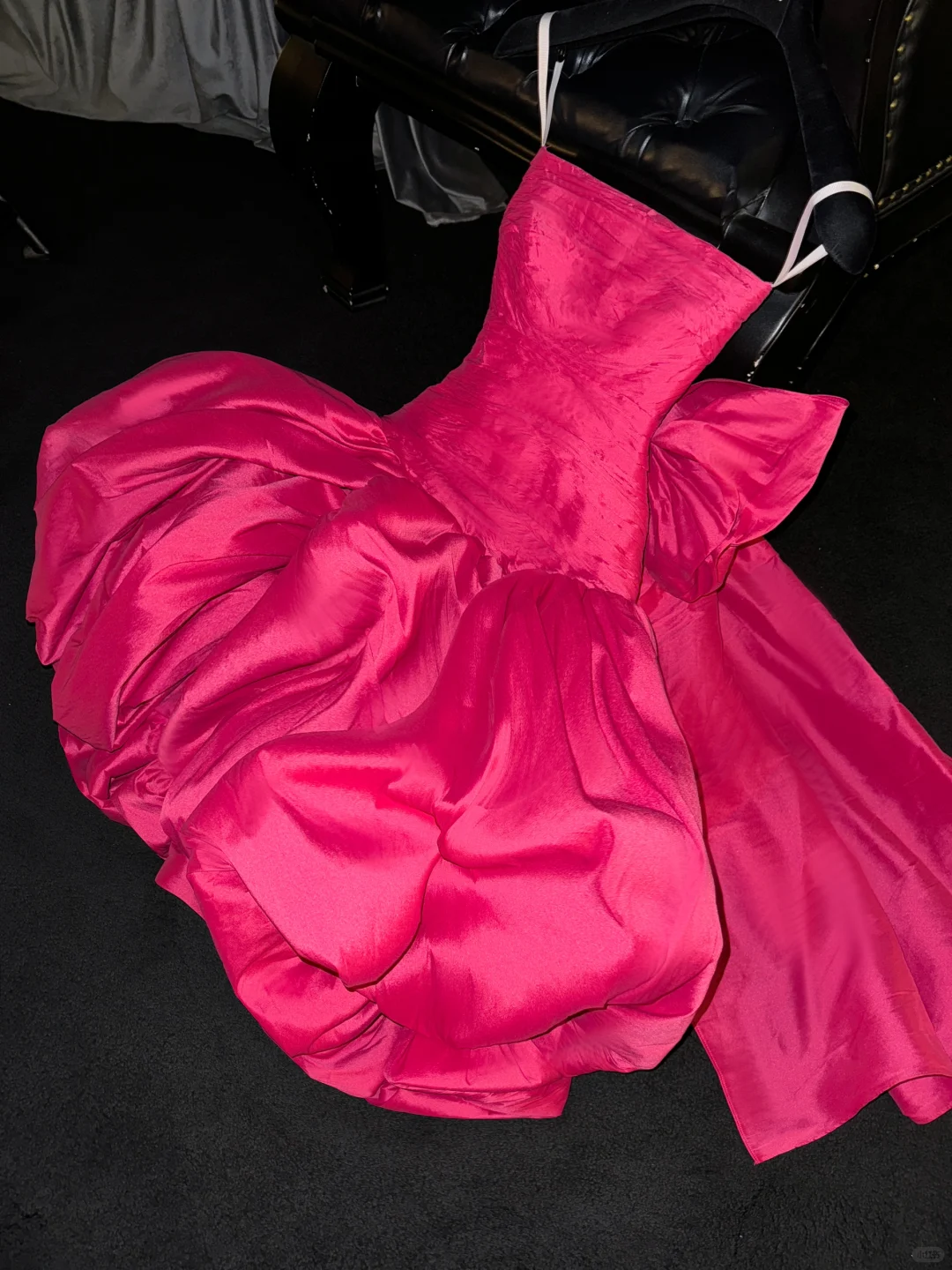 Cute Hot Pink Strapless Satin Pleated Satin Pleated A Line Homecoming Dress Short Birthday Outfits - View 2 | VelvetHem