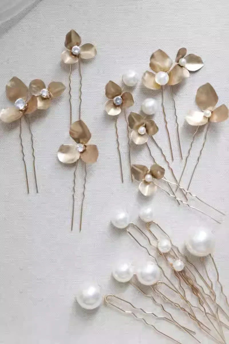 Wedding Accessories Flower Head Pieces Vintage Gold Silver Color Hair Pins Clips For Brides Bridesmaids Hairpins Bridal Jewelry