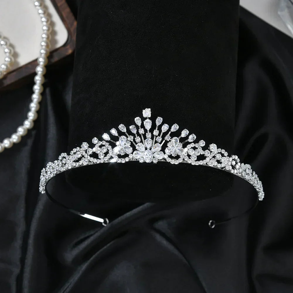 Bridal Hair Jewelry AAA Zircon Tiaras and Crowns CZ Zirconia Headband Women Brides Prom Pageant Headpiece Wedding Accessories a