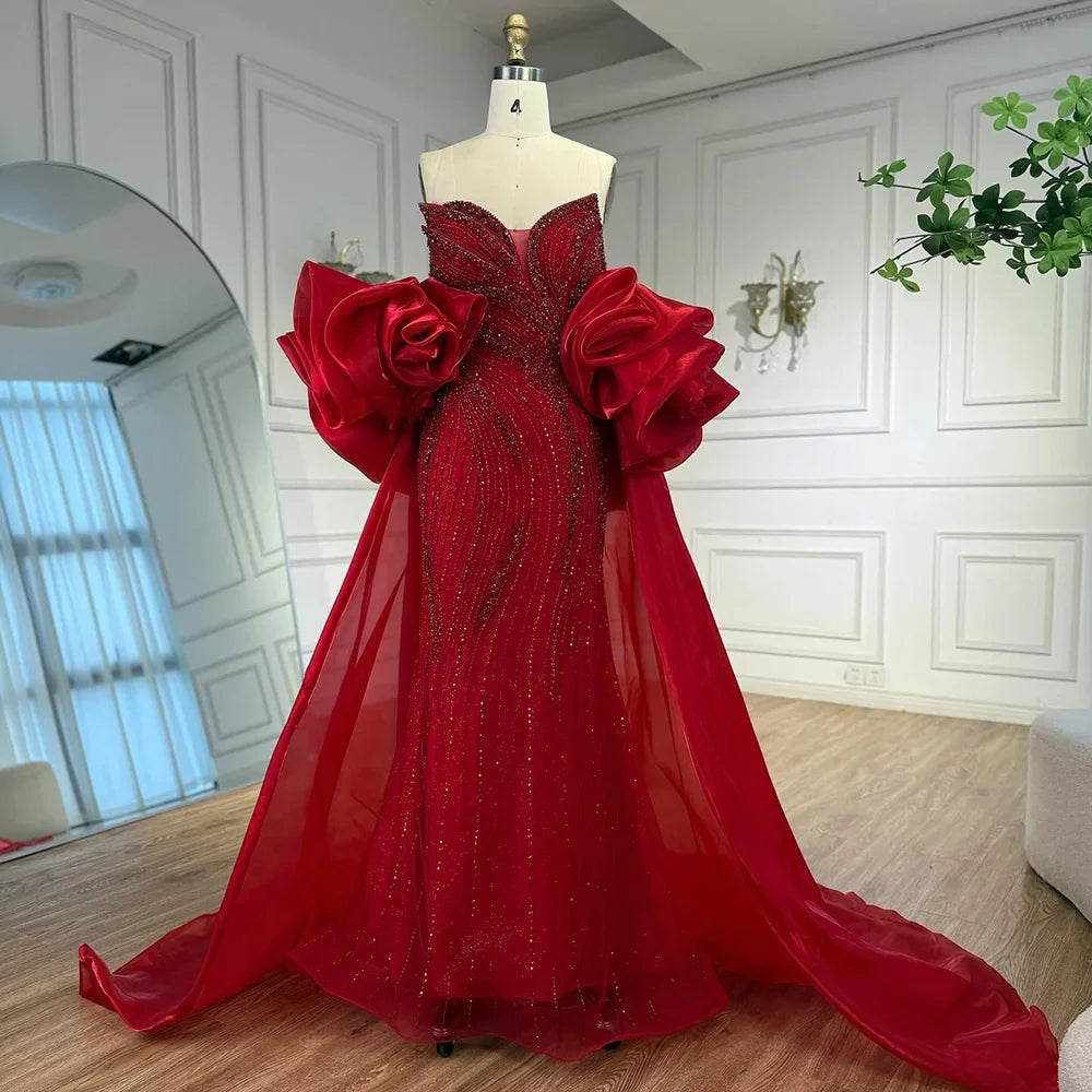 Zapdress Pink Strapless Mermaid Beaded Evening Dresses with Cape Elegant Party Gowns for Women Customized (ZD17223)