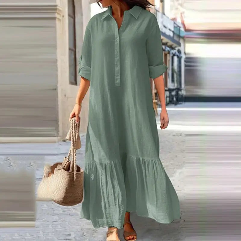 Tamara Exclusive Long Summer Dress with Buttons Chic Silhouette Collection