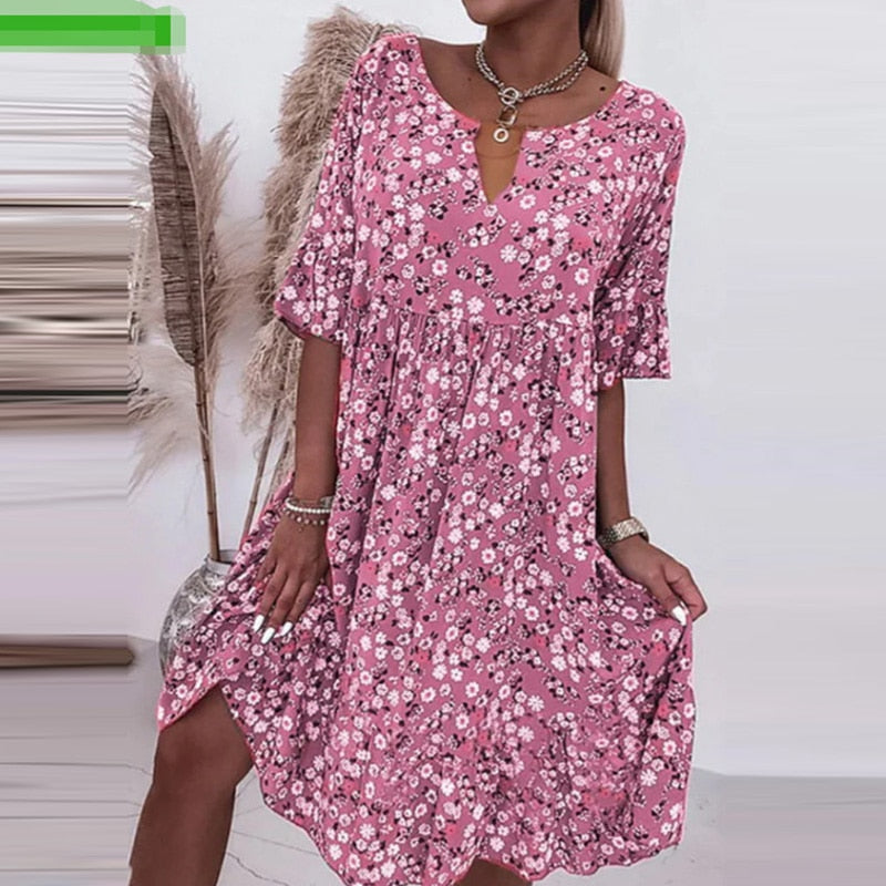 Hipolita Floral O-neck Dress for Women Date Night Outfit