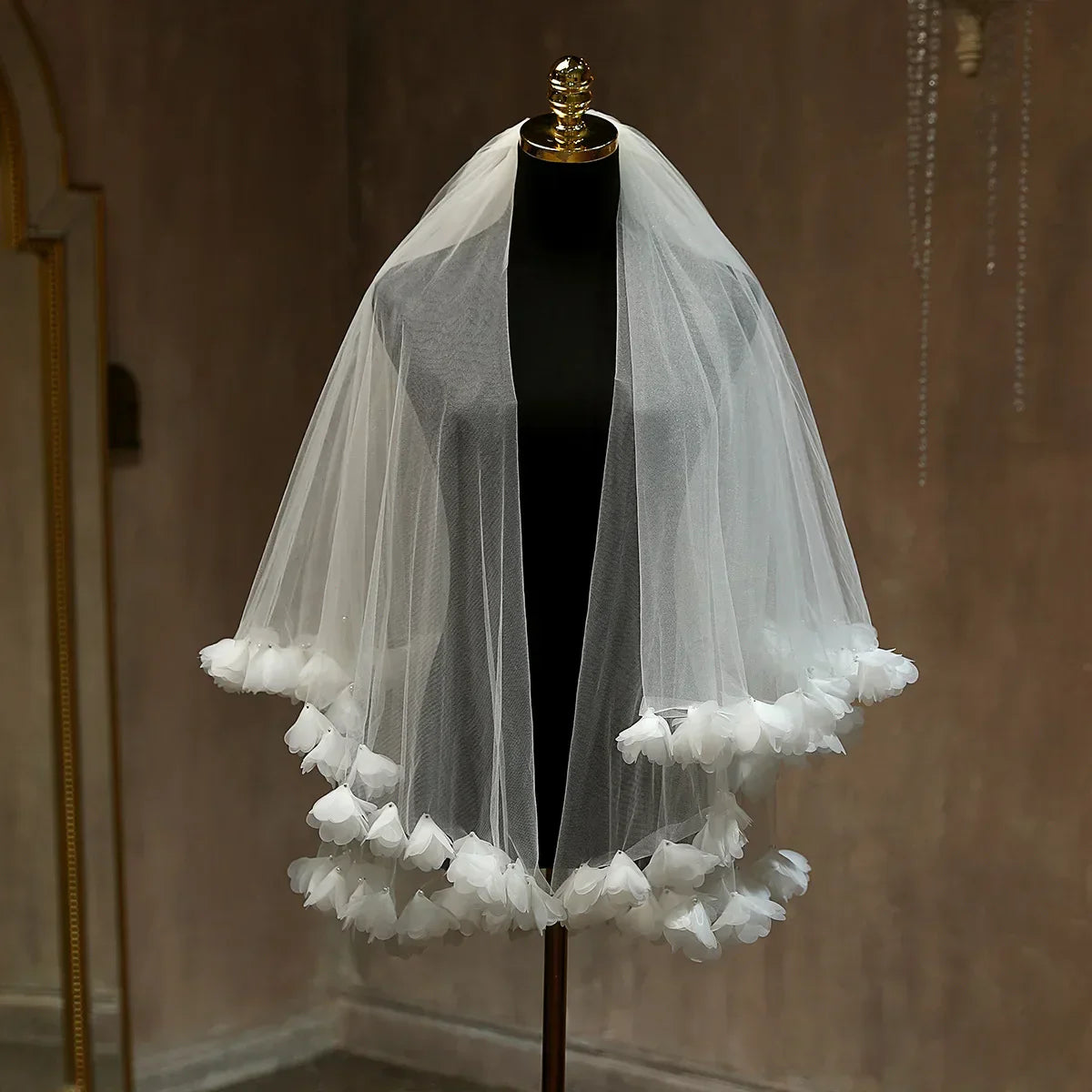 Flower Floral Bridal Veil Lace Wedding Veils For Evening Dinner Party Dress Women Girl Gift Hair Accessories Brides Jewelry