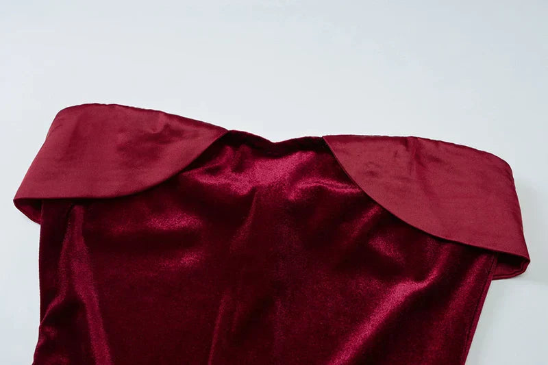 Velvet Off - shoulder Strapless Mini Dress