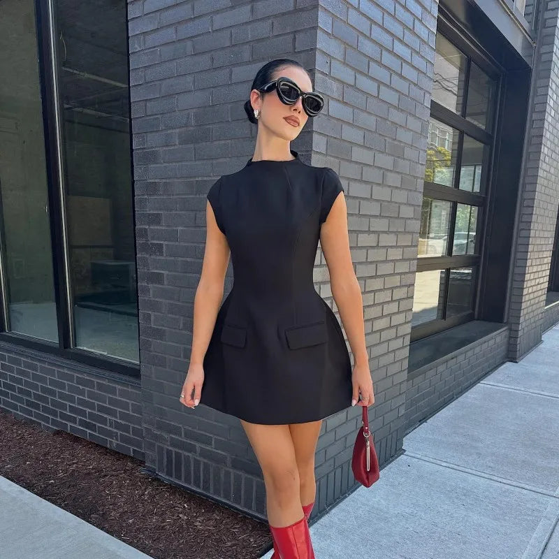 Ailsa Slim Solid Pockets Mini Dress