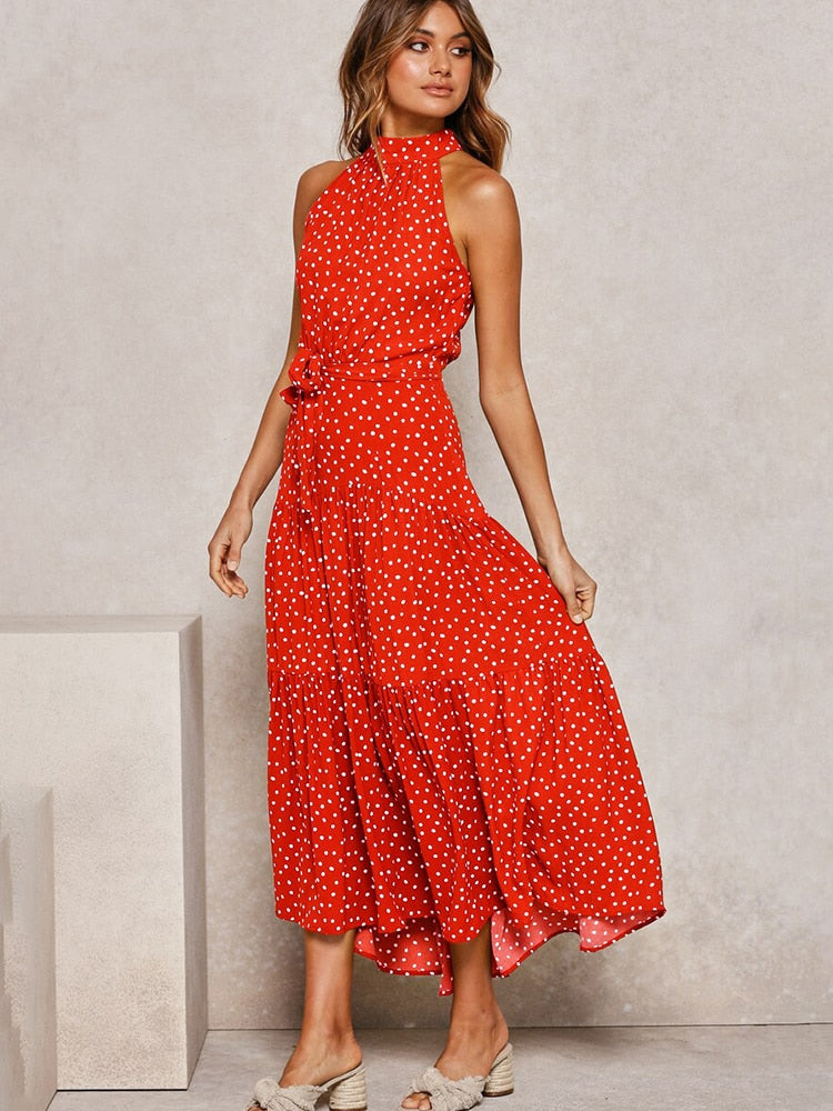 Manuela Aesthetic Summer Dress with Polka Dot Print Shine Into Chic Silhouette Collection