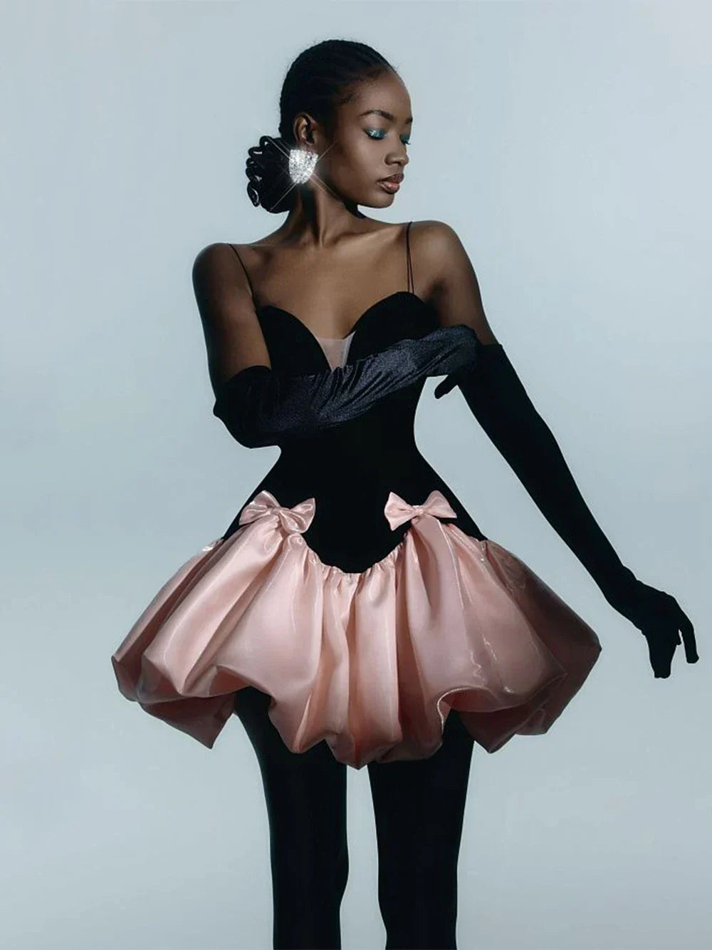 Candy Bow Decoration Bubble A - Line Mini Dress