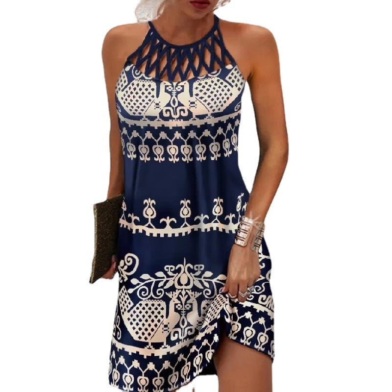 Marianela Elevated Printed Dress with Halters Everyday Luxe Edit