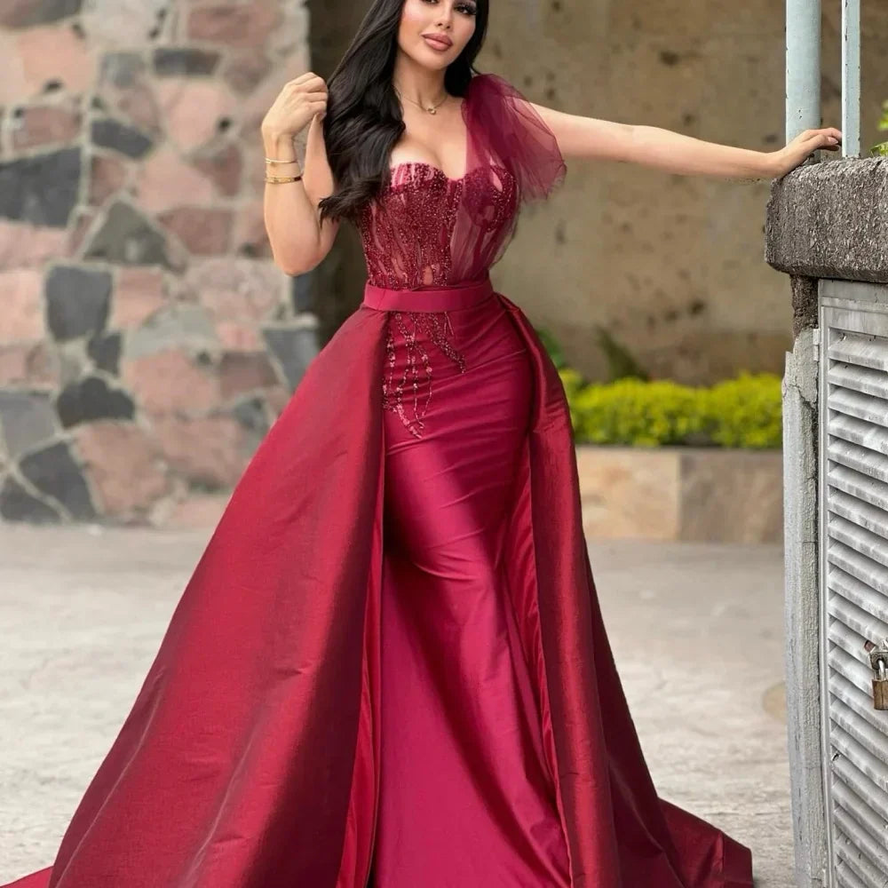 Embroidery Satin A-Line Prom Dress - VelvetHem