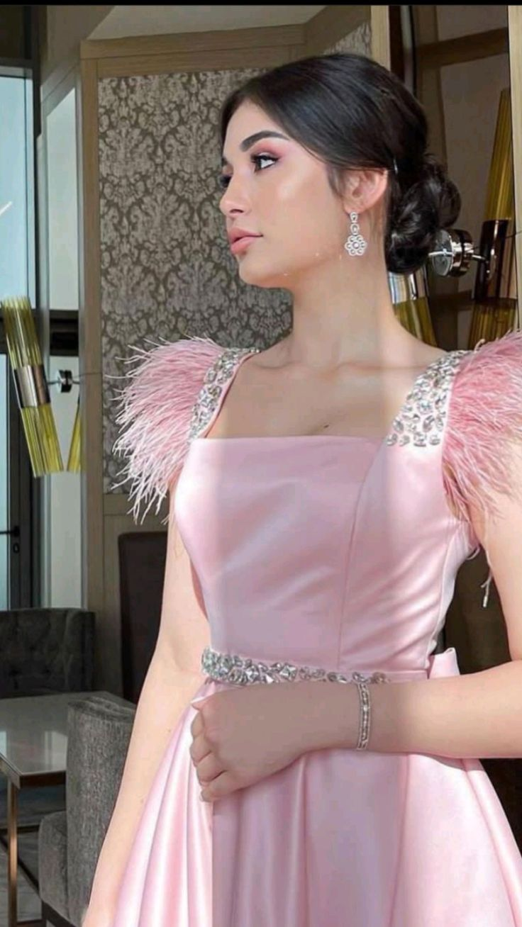 Pink A-line Satin Prom Dress,Pink Senior Prom Gown - View 2 | VelvetHem