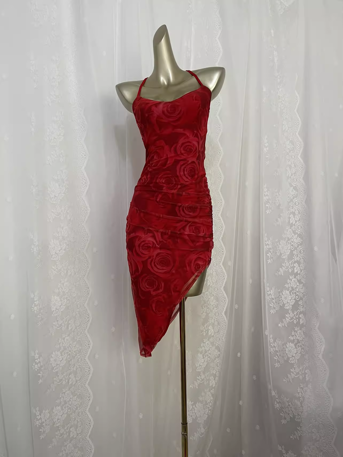 Vintage Sheath Straps Floral Red Travel Vacation Beach Dress Short Birthday Dress - VelvetHem