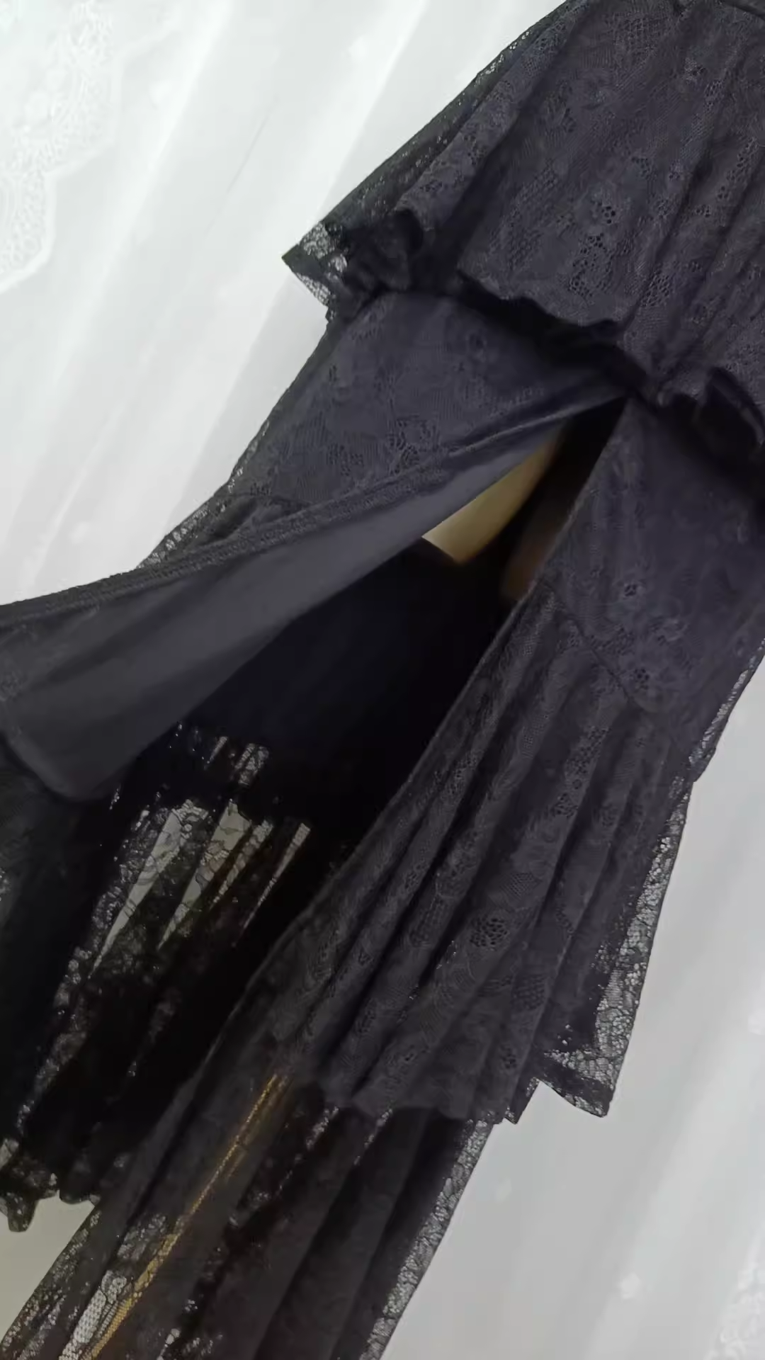Vintage A line Spaghetti Straps Lace Vacation Black Beach Dress Long Dress - View 5 | VelvetHem