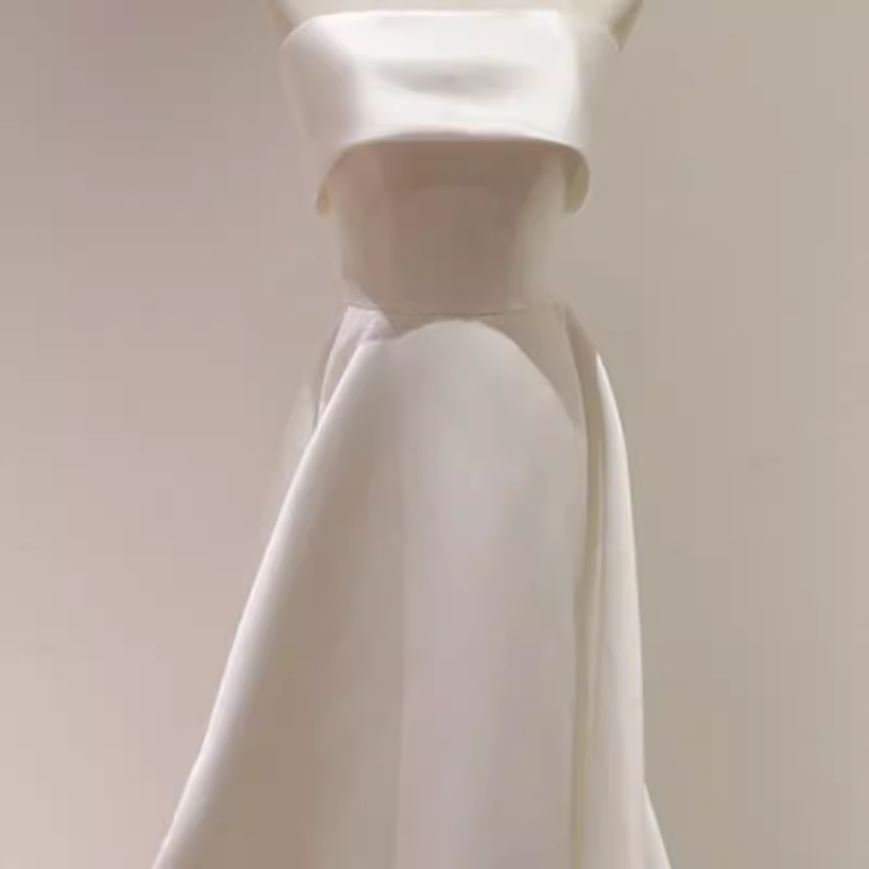 Simple A Line Strapless Satin Ivory Wedding Dresses