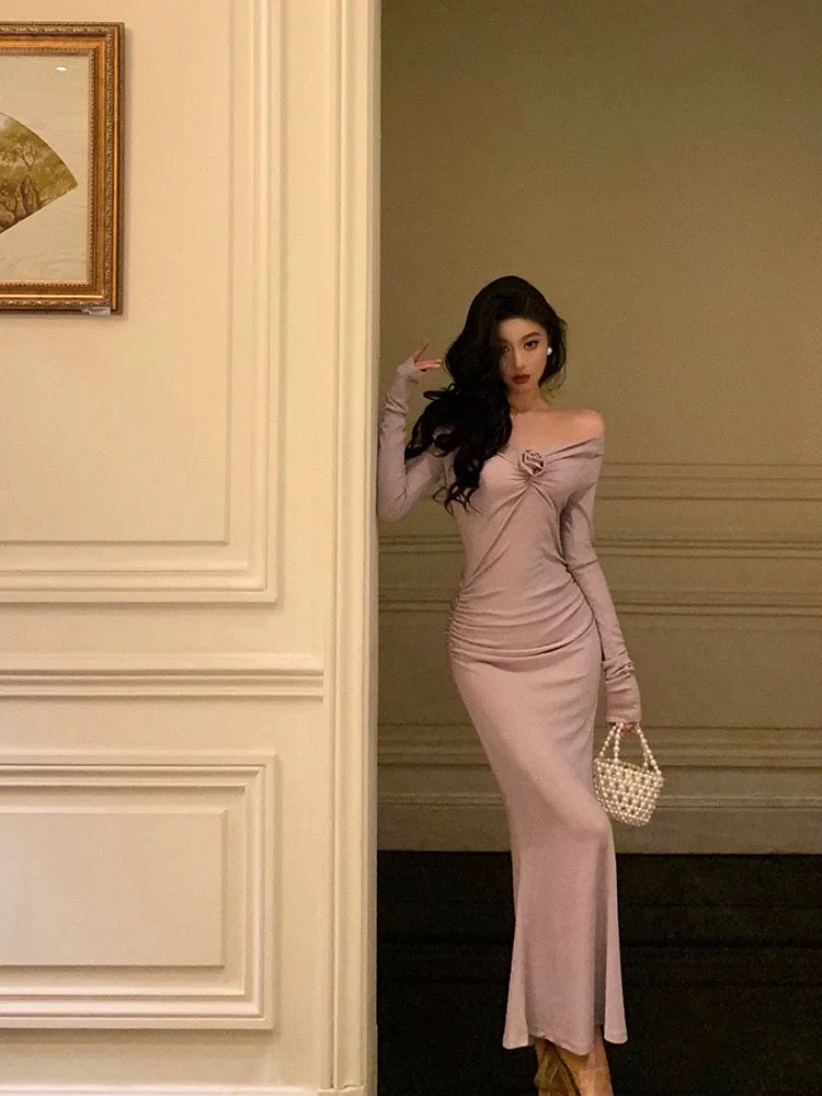 Gorgeous Mermaid Off The Shoulder Long Sleeves Date Night Dress White Prom Dresses Birthday Outfits