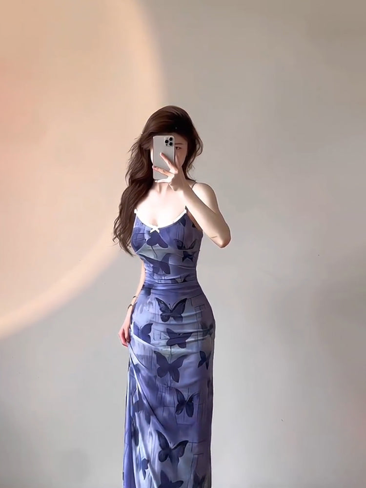 Sexy Sheath Spaghetti Straps Women's Beach Dress Vacation Dresses Birthday Dress With Butterfly - View 2 | VelvetHem