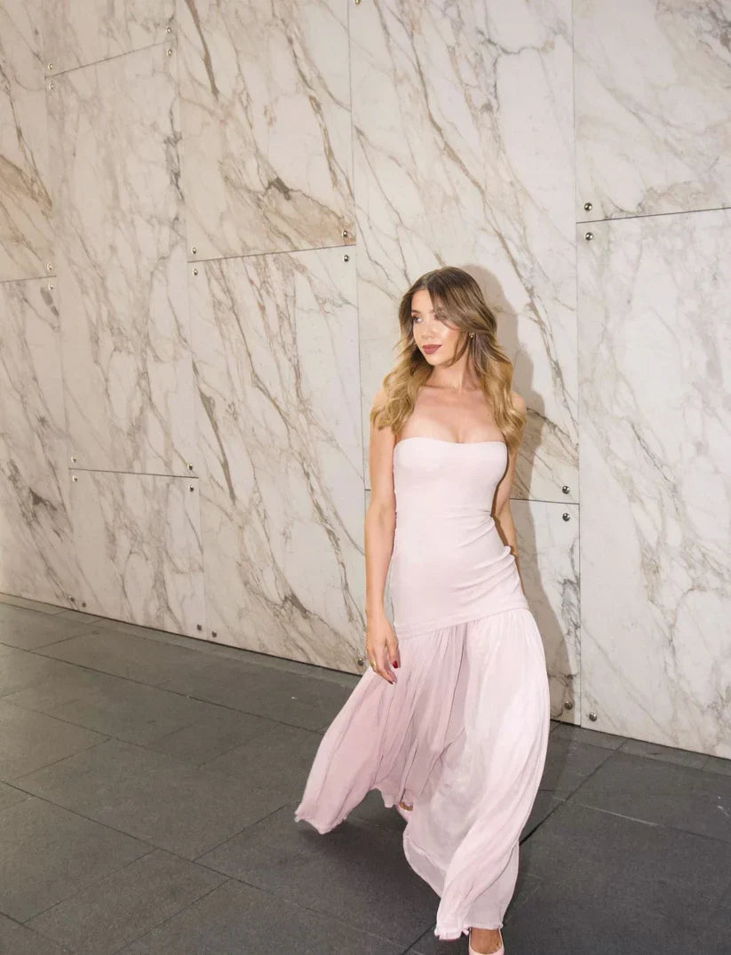 Modest Mermaid Pink Long Prom Dresses Formal Graduation Party Dress Evening Dress