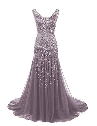 Sexy Mermaid Straps Sleeveless Floor Length Long Beads Evening Dress Prom Dresses - View 3 | VelvetHem