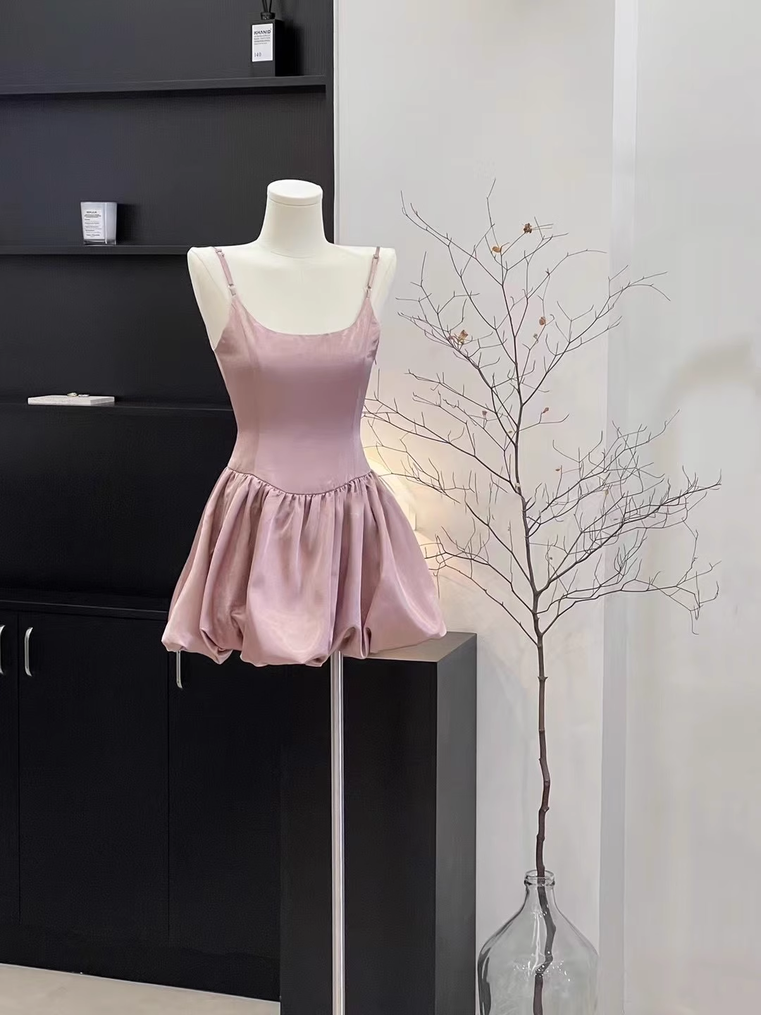 Cute A Line Spaghetti Straps Ruffled Pink Women's Short Holiday Dresses Homecoming Dress - View 2 | VelvetHem