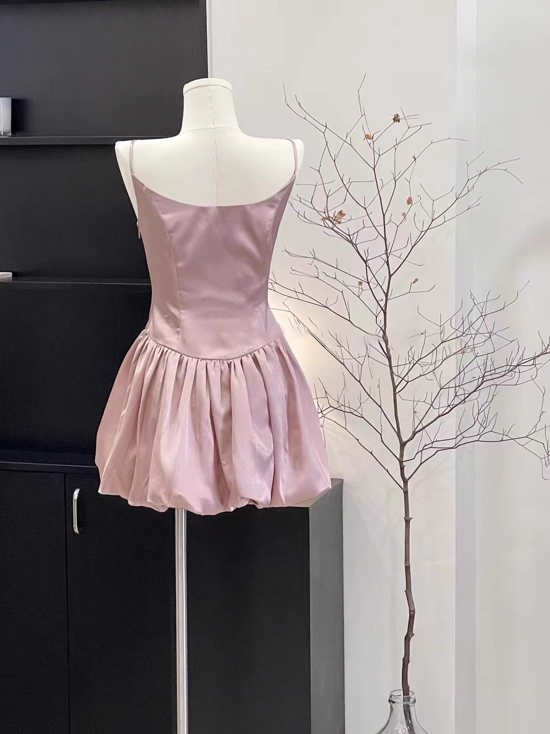 Cute A Line Spaghetti Straps Ruffled Pink Women's Short Holiday Dresses Homecoming Dress - View 3 | VelvetHem