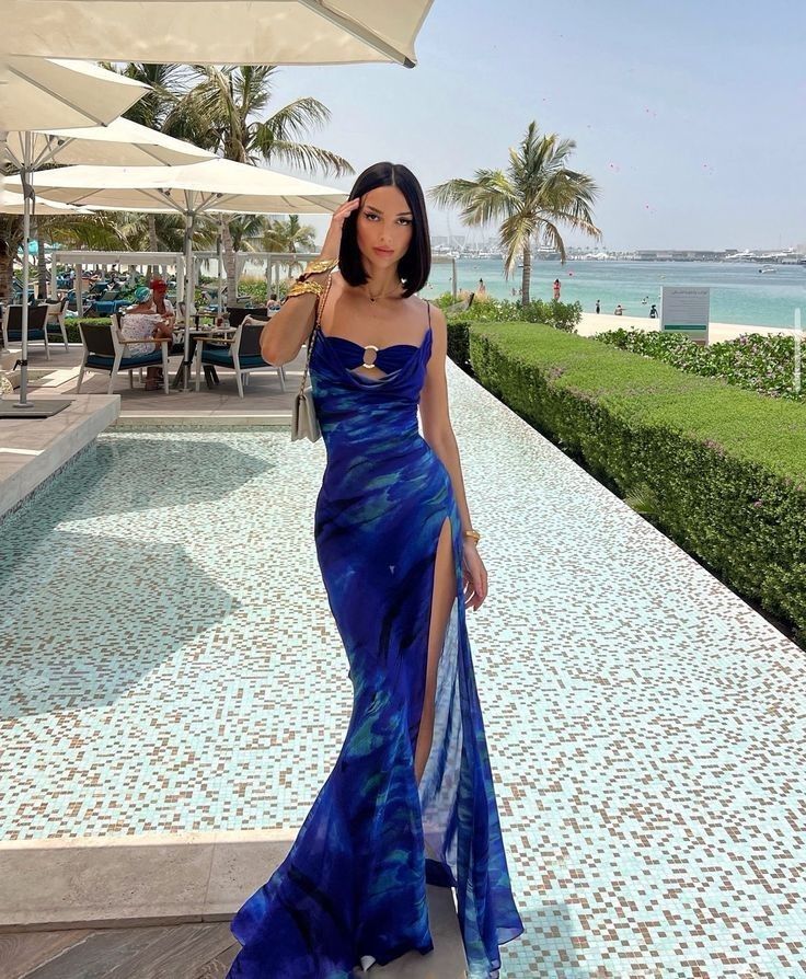 Pretty Mermaid Spaghetti Straps Royal Blue Long Prom Dress Evening Dress Formal Dress