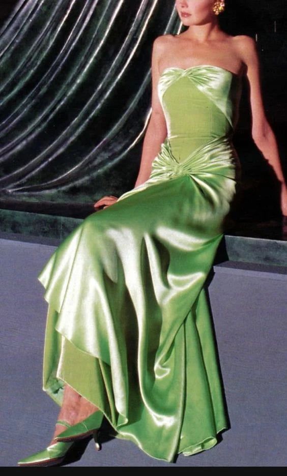 Fancy Mermaid Sweetheart Neckline Green Satin Long Prom Dress Evening Dress Formal Dress