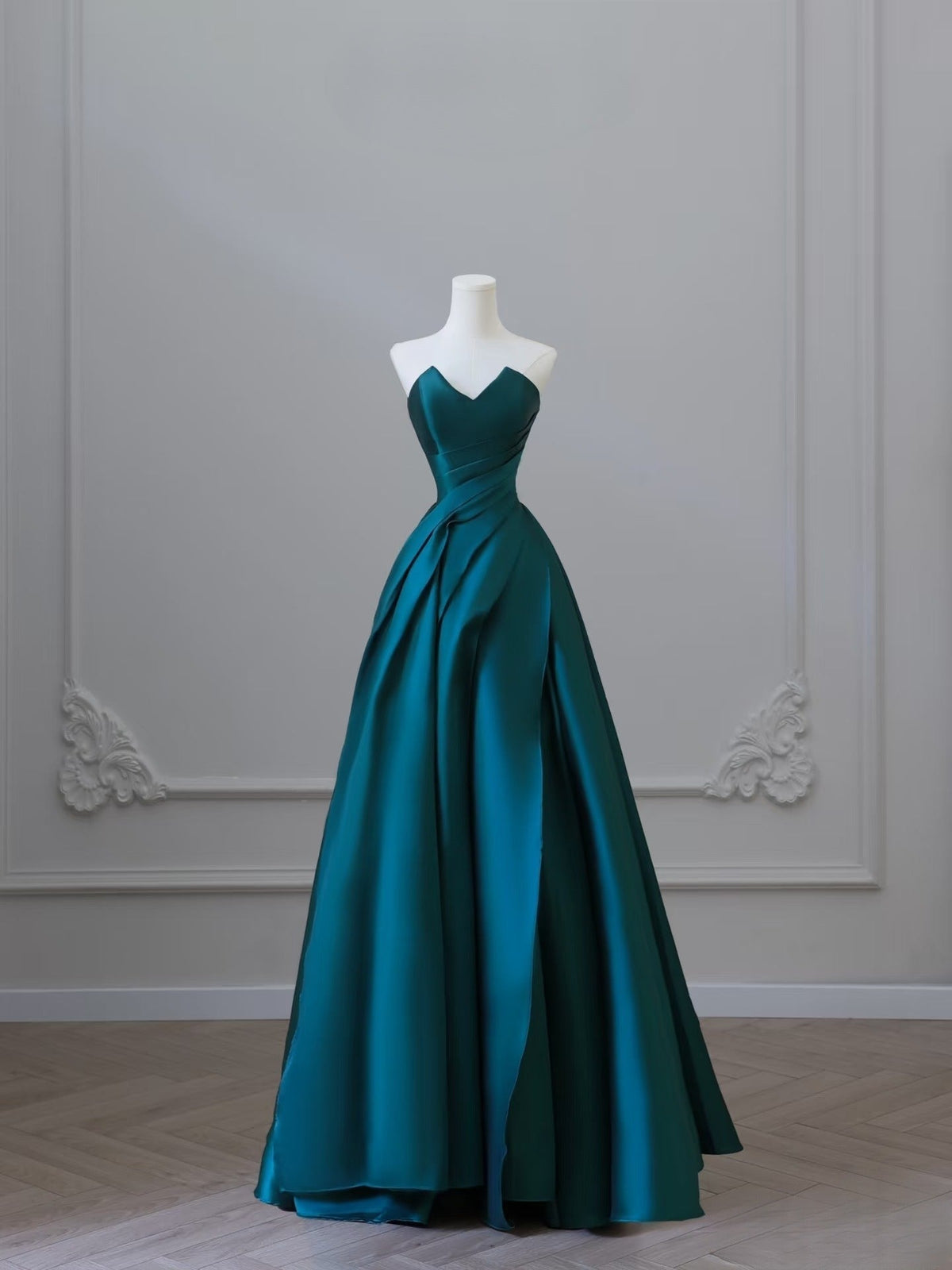 Pretty Ball Gown Sweetheart Satin Ruffles Long Prom Dresses Party Dress - View 6 | VelvetHem