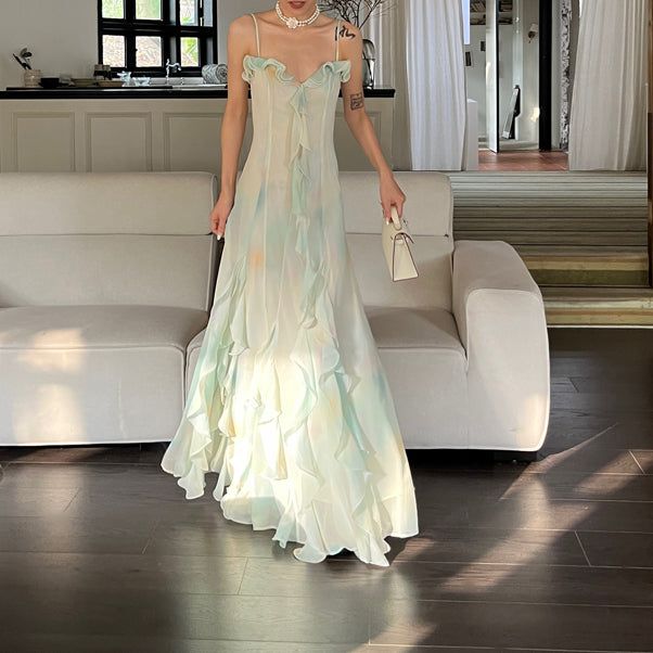Beautiful Mermaid Spaghetti Straps Green Long Party Dresses Prom Dress - View 2 | VelvetHem