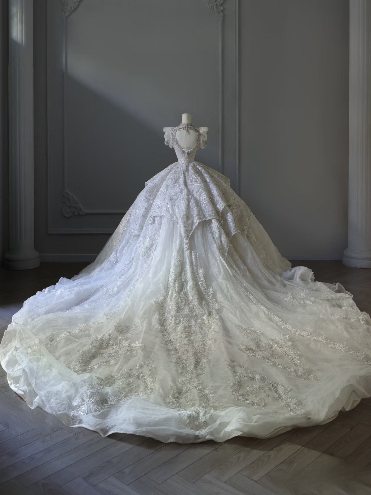 Timeless Ball Gown Off The Shoulder Neckline Tulle Sequin Wedding Dresses Bridal Dress - View 5 | VelvetHem