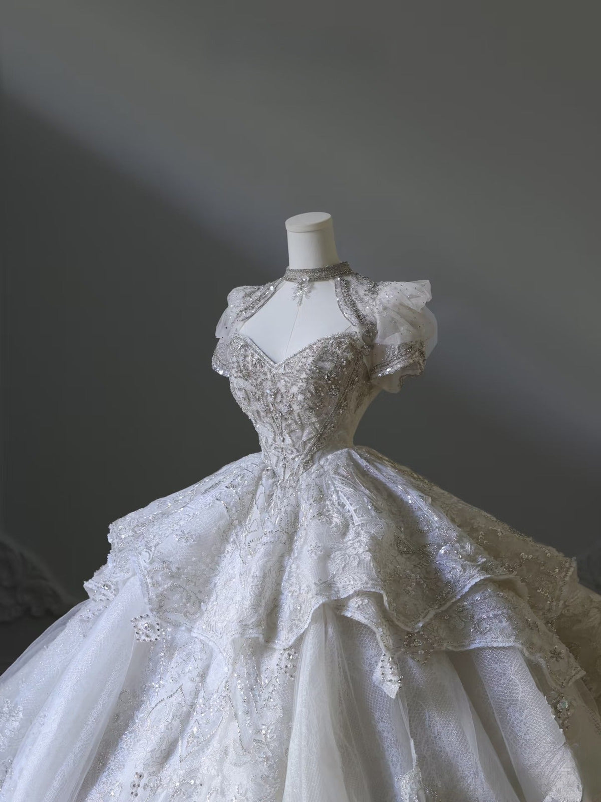 Timeless Ball Gown Off The Shoulder Neckline Tulle Sequin Wedding Dresses Bridal Dress - View 4 | VelvetHem