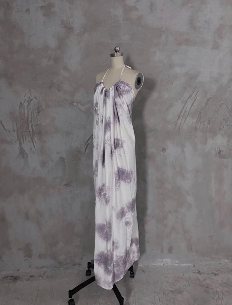 Pretty A line Halter Floral Chiffon Long Prom Dresses Birthday Dress For Women - VelvetHem