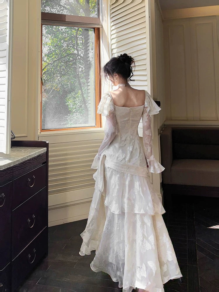 Sexy Mermaid Sweetheart Neckline White Lace Ruffles Long Evening Dress Prom Dresses - View 2 | VelvetHem