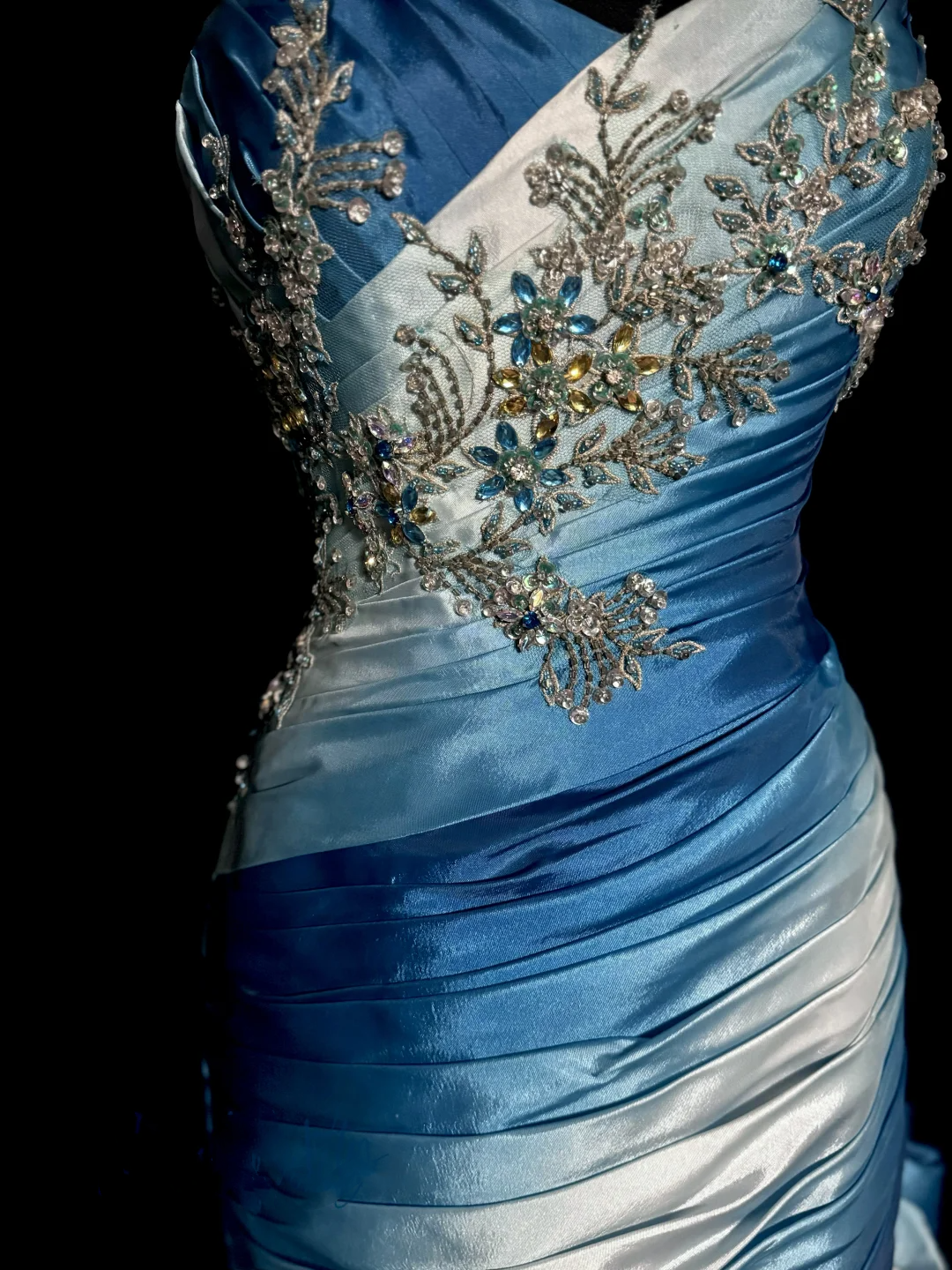 Vintage Mermaid Sweetheart Sleeveless Long Blue Prom Gown Fairy Prom Dresses