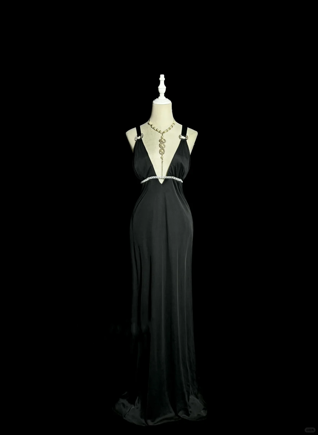 Modest A line Straps Black Satin Long Prom Dress Party Dress