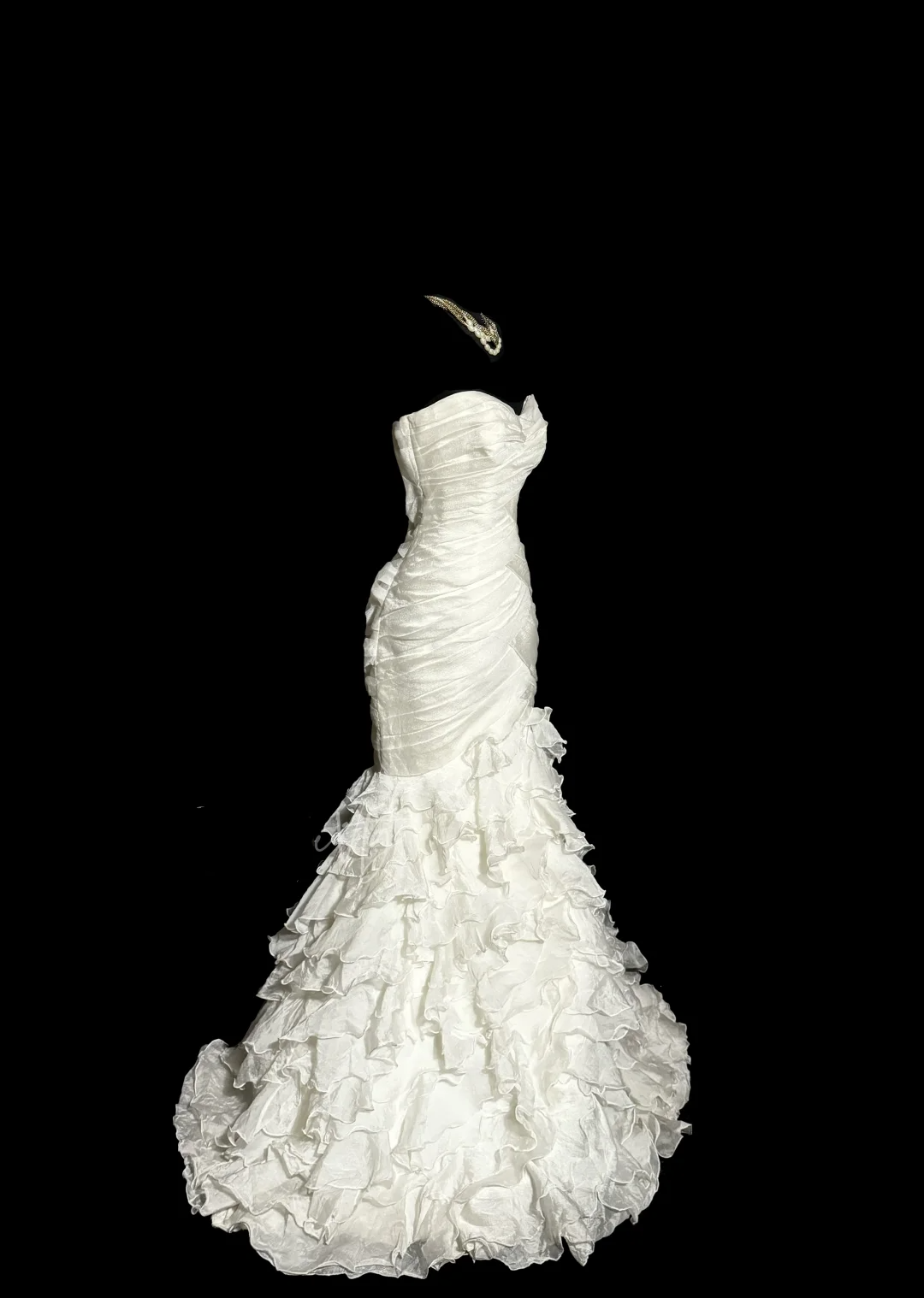 Classy Mermaid Sweetheart Tulle Ivory Long Wedding Dress Bridal Dresses - View 2 | VelvetHem