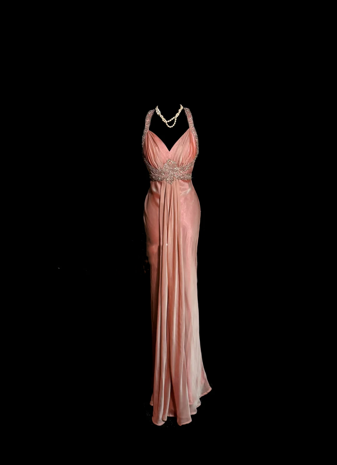 Vintage Mermaid V Neckline Pink Backless Long Prom Gown Fairy Prom Dresses