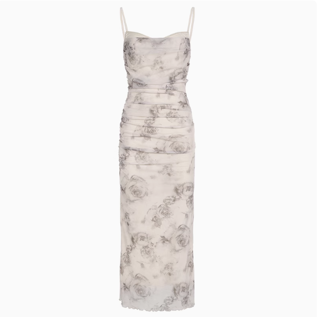 Sexy Sheath Spaghetti Straps Champagne Butterfly Print Lace Casual Dress Beach Holiday Dresses