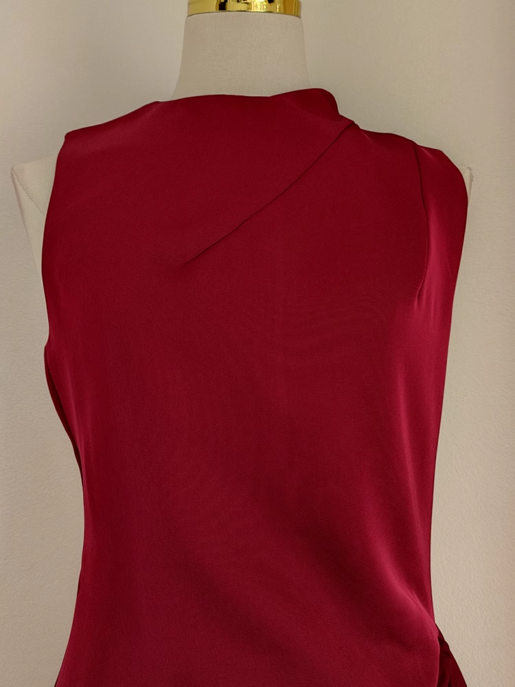 Sexy Sheath Scoop Neckline Burgundy Satin Dinner Party Dresses Birthday Outfits - View 4 | VelvetHem
