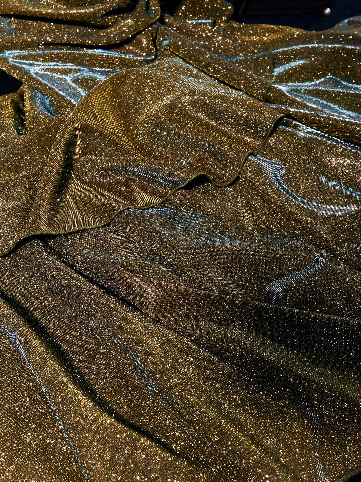 Vintage Mermaid Spaghetti Straps Long Gold Sequin Prom Dresses Birthday Outfits With Flowers - View 3 | VelvetHem