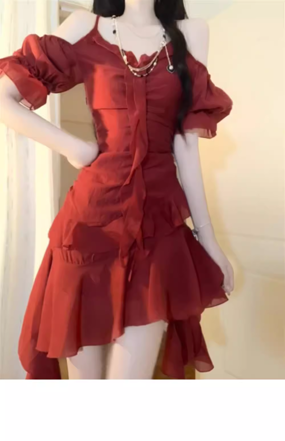 Vintage High Low Spaghetti Straps Burgundy Ankle length Beach Dresses Birthday Outfits - VelvetHem