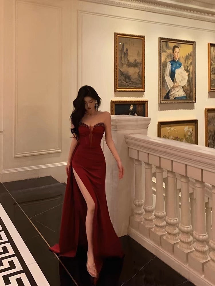 Gorgeous Sheath Sweetheart Red Sleeveless Date Night Dress Prom Dresses Birthday Outfits